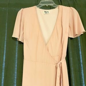 Show Me Your Mumu Bridesmaid Dress - Dusty Blush Maxi Wrap Tie Bow Dress XS